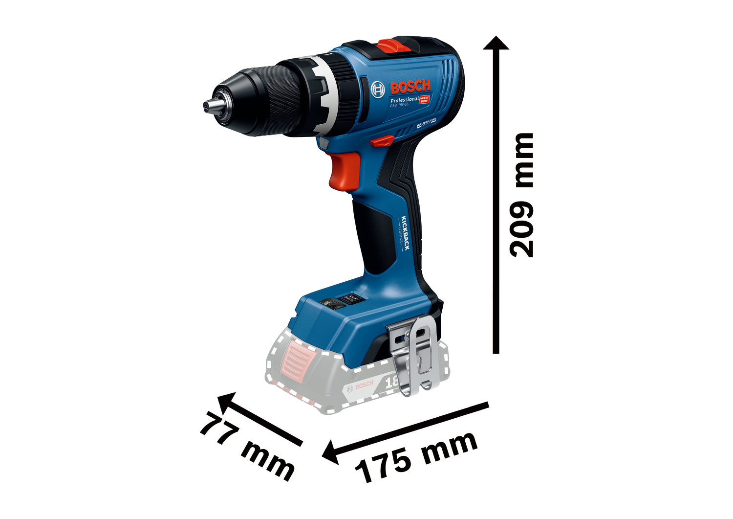 Bosch Akumulatorska bušilica odvrtač GSB 18V-65 Solo 06019N3301 - Slika 3