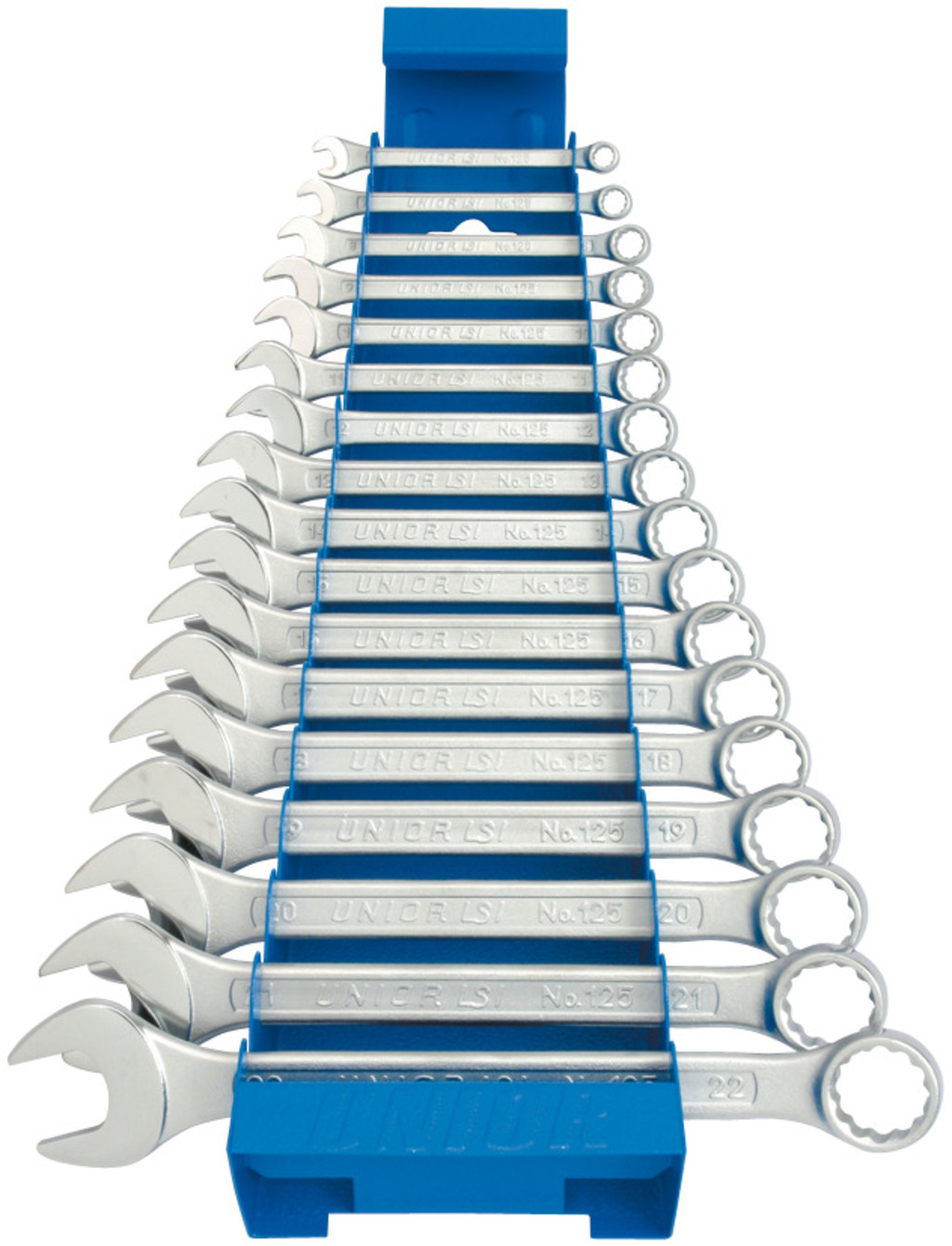 Unior 125/1MS Ključevi viljuškasto-okasti na metalnom stalku, 6 - 22/17, 605539