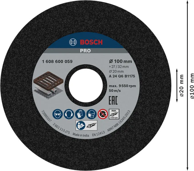 PRO Metal brusno tocilo, 100×27×20 mm, G24 1608600059