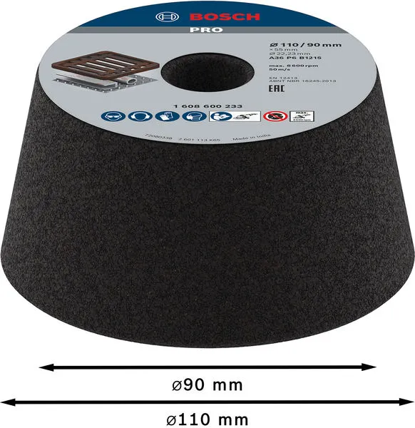 PRO Metal lončasto konusno brusno tocilo 90×110×55 mm, G36 1608600233