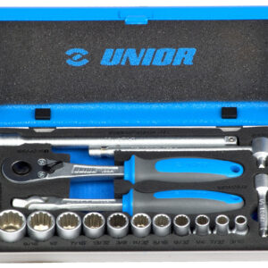 Unior 188BI12P16INCH Ključevi nasadni, prihvat 1/4", u metalnoj kutiji, 3/16"-9/16"/16, 619414
