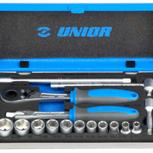 Unior 188BI6P16INCH Ključevi nasadni, prihvat 1/4", u metalnoj kutiji, 3/16"-9/16"/16, 619413
