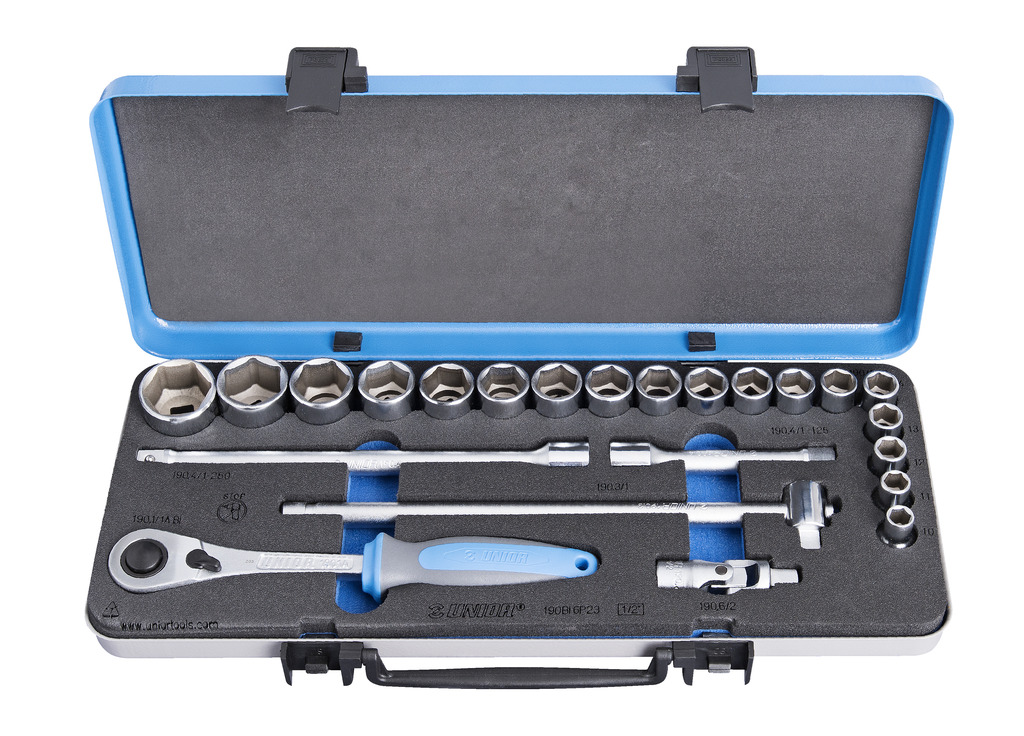 Unior 190BI6P23 Ključevi nasadni, prihvat 1/2", u metalnoj kutiji, 10 - 32/23, 612779