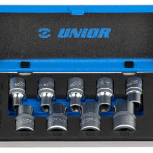 Unior 191MB1 Ključevi nasadni sa unutrašnjim TX profilom, prihvat 1/2", u metalnoj kutiji, E 10 - E 24/9, 607314
