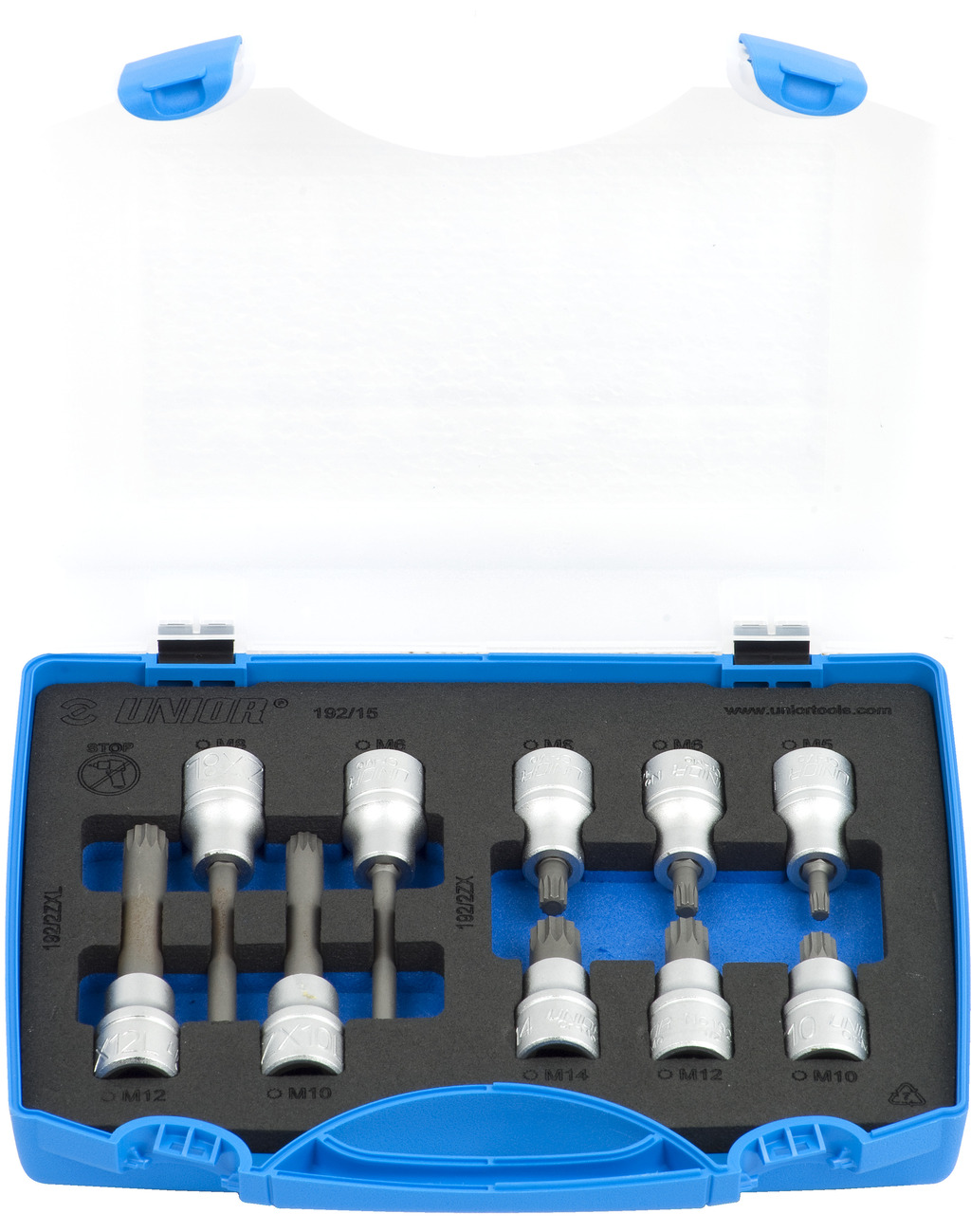 Unior 192/15 Ključevi nasadni sa ZX profilom, prihvat 1/2", u plastičnoj kutiji, /10, 617125