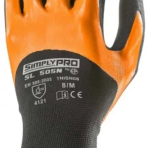 Coverguard Glove polyester black with orange/black nitrile double coating 1NISN08