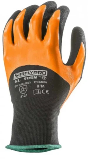 Coverguard Glove polyester black with orange/black nitrile double coating 1NISN08