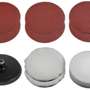Einhell 10-delni set pribora za brušenje i poliranje 150mm Pribor za CC-PO 1100/2 (2xG60 2xG80 2xG120 2x pamuk za poliranje 1x gumeni disk 1x sundjer) 2093245