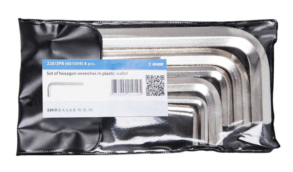 Unior 220/3PB Ključevi imbus u plastičnoj futroli, 3 - 14/8, 601059