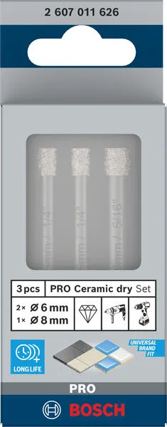 PRO Ceramic dry set burgija, 6×66, 6×66, 8×66 mm, 3 kom. 2607011626