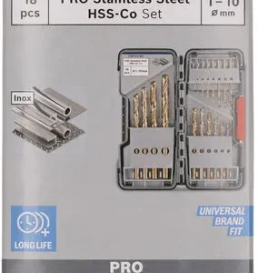 Set PRO Stainless Steel HSS-Co spiralnih burgija, 18 kom. 2607017047