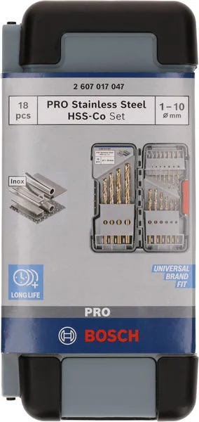 Set PRO Stainless Steel HSS-Co spiralnih burgija, 18 kom. 2607017047