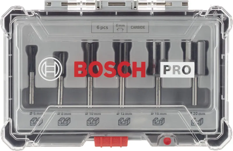 Set PRO ravnih glodala prihvat od 6 mm, 6 delova 2607017465