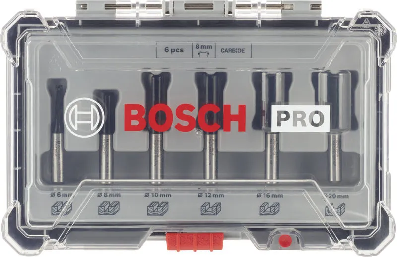 Set PRO ravnih glodala prihvat od 8 mm, 6 delova 2607017466