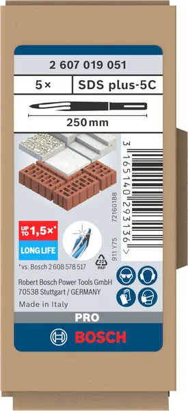 PRO SDS plus-5C set špicastih dleta 250 mm, 5 kom 2607019051