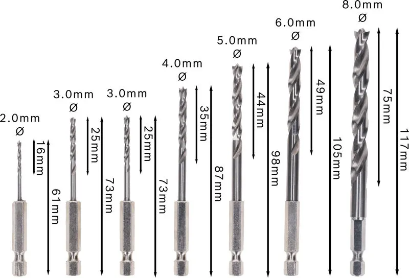 Set PRO Wood HSS spiralnih burgija za drvo 7 kom 2607019923