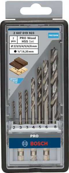 Set PRO Wood HSS spiralnih burgija za drvo 7 kom 2607019923