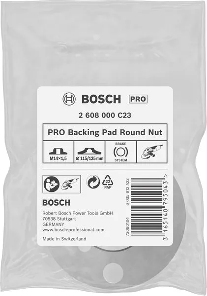 PRO Backing Pad Round Nut, M14, 115, 125 mm 2608000C23