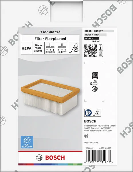 Pljosnato sklopljen filter HEPA za usisivač 2608001220