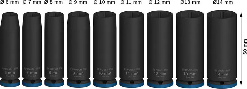 PRO Impact Socket Set, 1/4", duboki, 9 delova 2608003035
