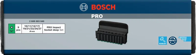 PRO Kovani nasadni ključ set 1/2" duboki 9 delova 2608003040