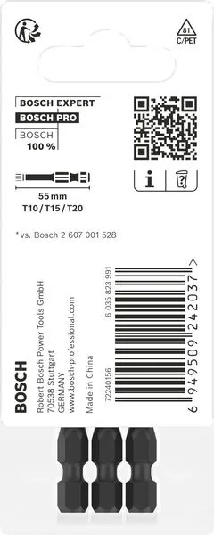 PRO Torx Impact nastavci, T10, T15, T20, 55 mm, 3 kom 2608521U54