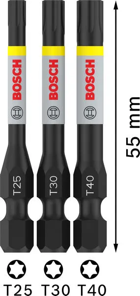 PRO T Impact nastavci, T25, T30, T40, 55 mm, 3 kom. 2608521U55