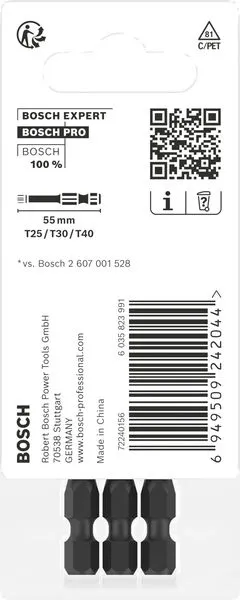 PRO T Impact nastavci, T25, T30, T40, 55 mm, 3 kom. 2608521U55