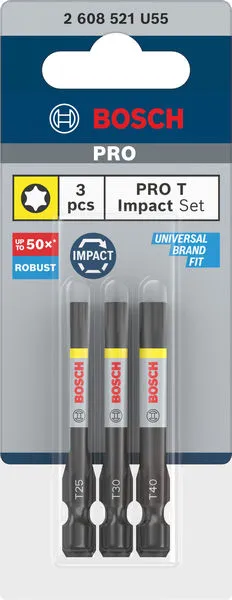 PRO T Impact nastavci, T25, T30, T40, 55 mm, 3 kom. 2608521U55