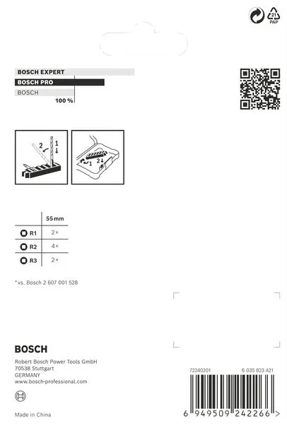 PRO R Impact nastavci, R1 (×2), R2 (×4), R3 (×2), 55 mm, 8 kom. 2608521U58