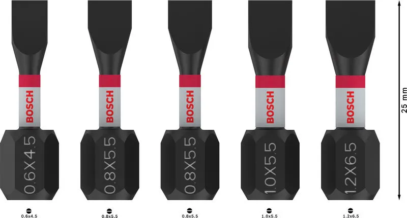 PRO SL Impact nastavci, SL4.5, SL5.5 (×2), SL5.5, SL6.5, 25 mm, 5 kom. 2608521U60