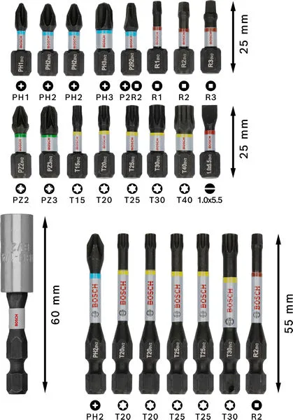 PRO Impact set nastavaka za odvrtače, 24 kom. 2608521U75
