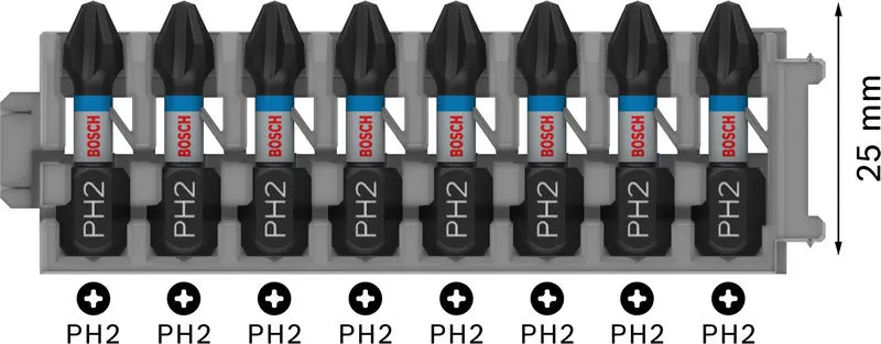 PRO Phillips Impact nastavak PH2, 25 mm, 8 kom 2608522324