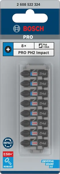 PRO Phillips Impact nastavak PH2, 25 mm, 8 kom 2608522324