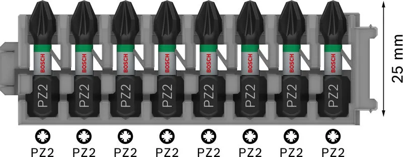 PRO Pozidriv Impact nastavak PZ2, 25 mm, 8 kom 2608522325