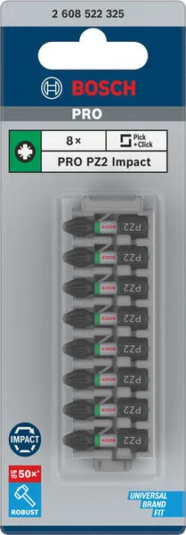 PRO Pozidriv Impact nastavak PZ2, 25 mm, 8 kom 2608522325