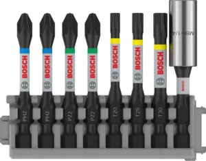 Bosch PRO Impact Set sa standardnim držačem nastavaka i Pick and Click indeksom, PH2 (×2), PZ2 (×2), T20, T25, T30, BH, 8 kom 2608522326