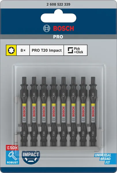 PRO dvostrani Impact nastavak sa Pick and Click indeksom, T20, 65 mm, 8 kom 2608522339