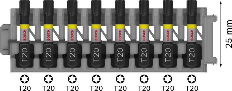 PRO Torx Impact nastavak T20, 25 mm, 8 kom 2608522380