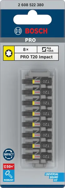 PRO Torx Impact nastavak T20, 25 mm, 8 kom 2608522380