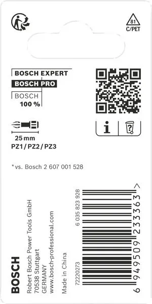 PRO PZ Impact nastavak PZ1×25, PZ2×25, PZ3×25 mm, 3 kom 2608522471