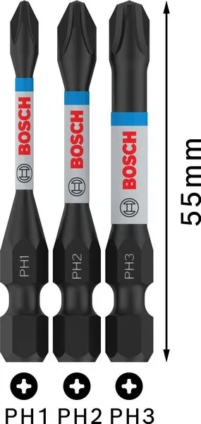 PRO PH Impact nastavak PH1×55, PH2×55, PH3×55 mm, 3 kom 2608522491