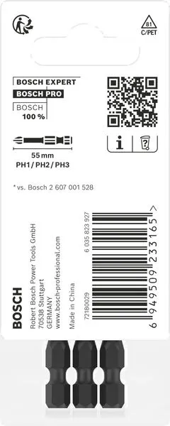 PRO PH Impact nastavak PH1×55, PH2×55, PH3×55 mm, 3 kom 2608522491