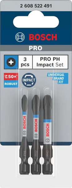 PRO PH Impact nastavak PH1×55, PH2×55, PH3×55 mm, 3 kom 2608522491