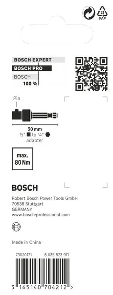 PRO Socket Adapter sa vezom iglom, 1/2" 50 mm 2608551107