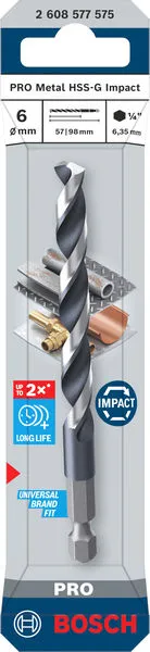 PRO Metal HSS-G Impact spiralna burgija, 6×57×98 mm 2608577575
