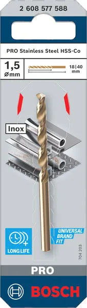 PRO Stainless Steel HSS-Co spiralna burgija, 1,5×18×40 mm 2608577588