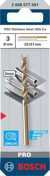 PRO Stainless Steel HSS-Co spiralna burgija, 3×33×61 mm 2608577591