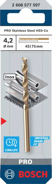 PRO Stainless Steel HSS-Co Spiralna burgija, 4,2×43×75 mm 2608577597