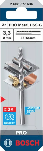 PRO Metal HSS-G spiralna burgija, 3,3×36×65 mm 2608577636